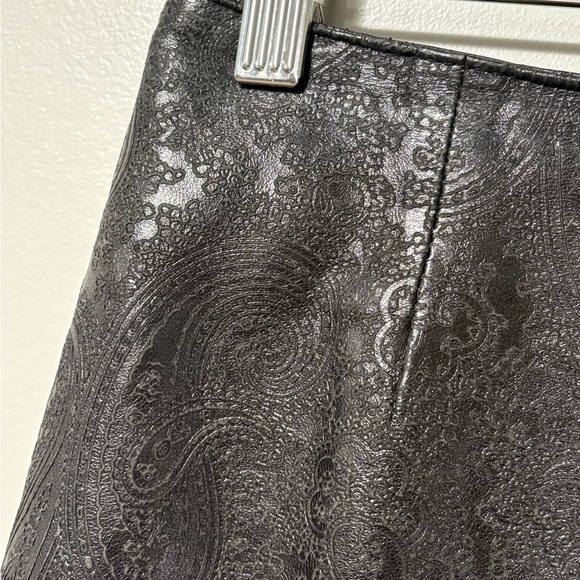 Ecco Nancy Lord Vintage Black Leather Paisley Pattern Mini Skirt - Picture 3 of 8